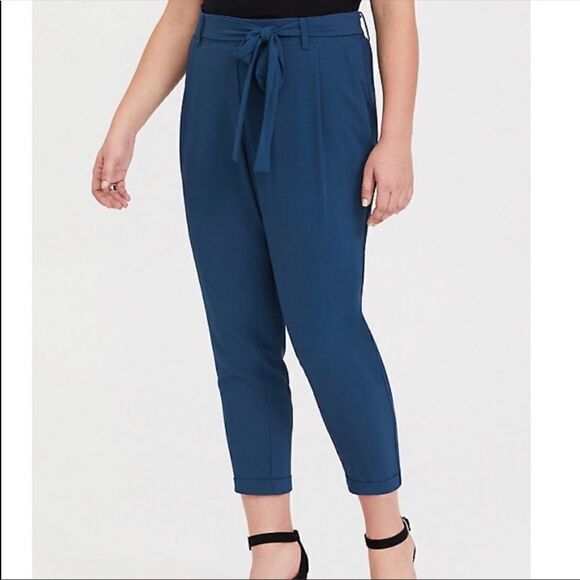 Torrid Blue Women’s Tie Front Cigarette Pants - Picture 2 of 6
